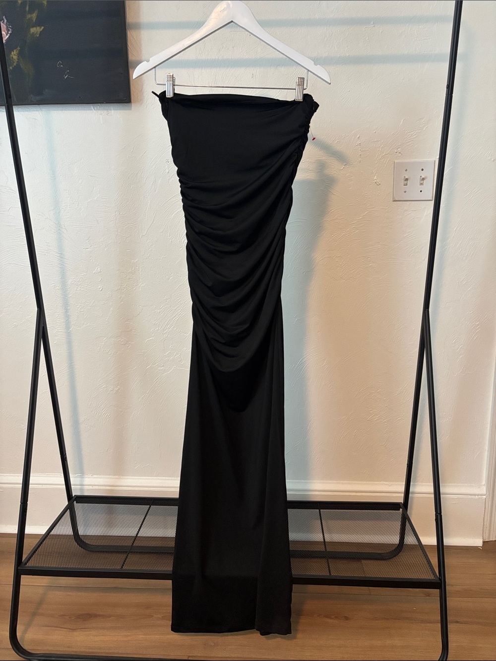 Nasty Gal Black Ruched Bandeau Maxi Dress